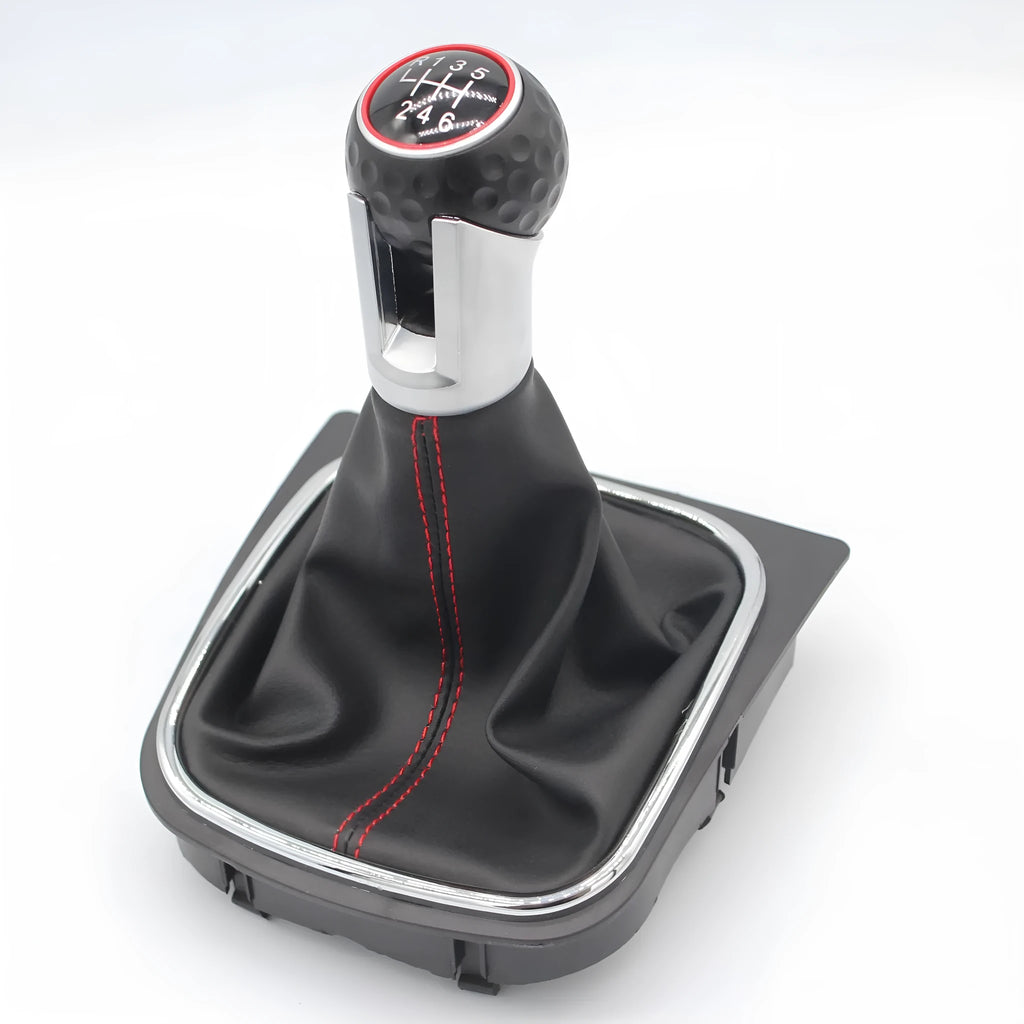 Black leather gear lever handball with dust boot for Volkswagen Golf 5 6 7 manual transmission