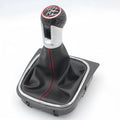 Black leather gear lever handball with dust boot for Volkswagen Golf 5 6 7 manual transmission