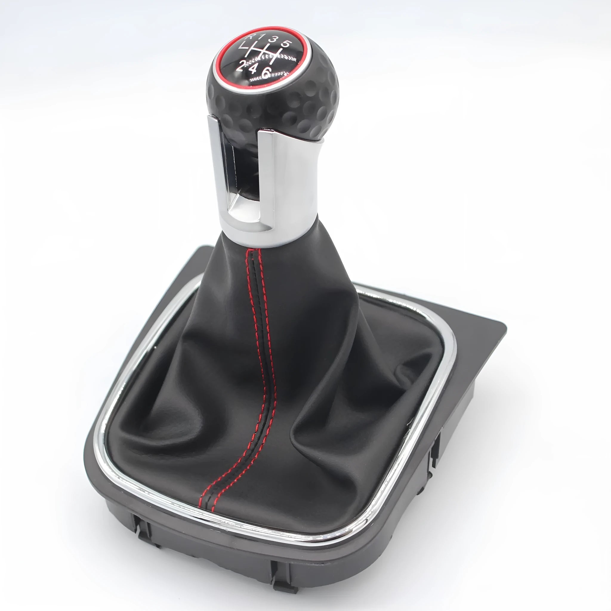 Black leather gear lever handball with dust boot for Volkswagen Golf 5 6 7 manual transmission