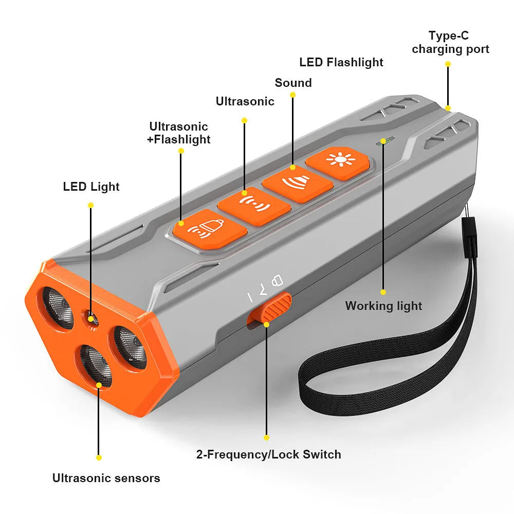 Creative Home Lighting three head ultrasonic dog trainer in grey orange colour with adjustable controls
