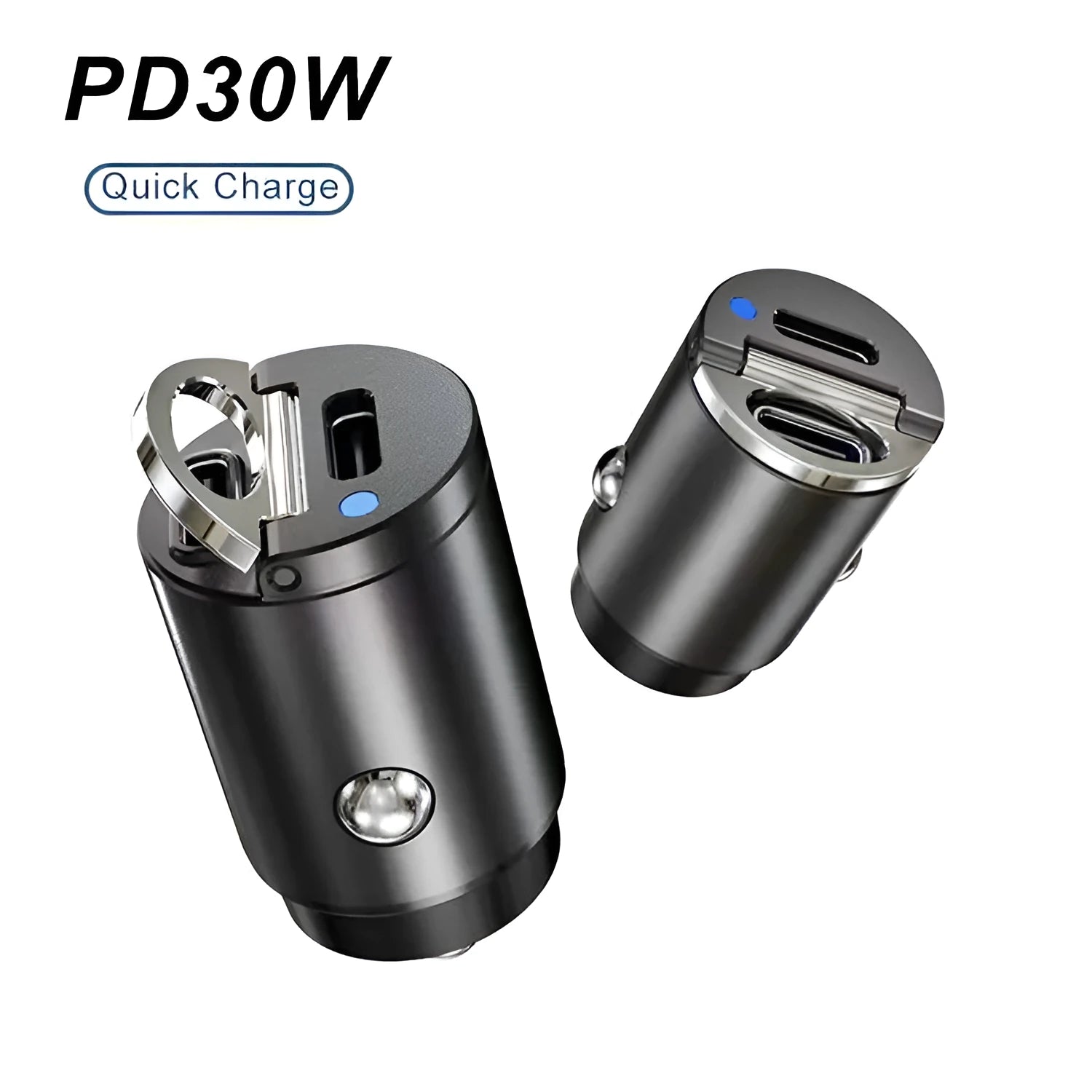 Mini 30W zinc alloy car cigarette lighter charger in black colour