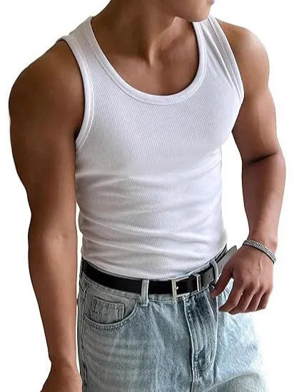 Men's tight fit polyester sports t-shirt in multiple colours on a hanger