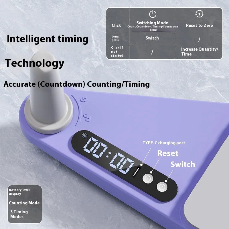 A purple split multifunctional skiing machine trainer for home fitness on a floor.