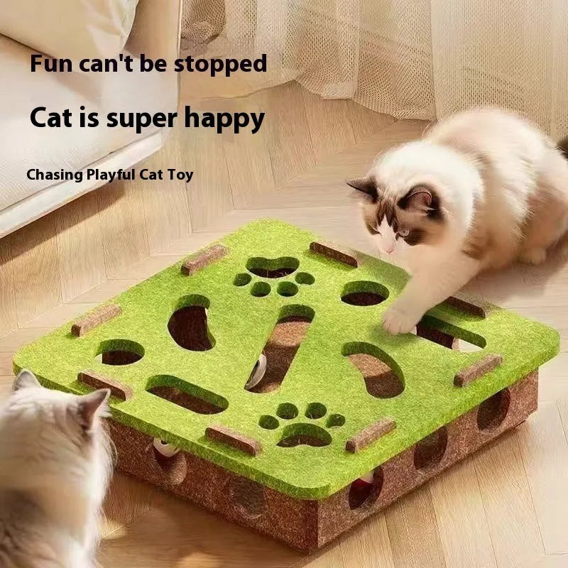 Square felt cat scratching board with holes for self-grooming in three colour options