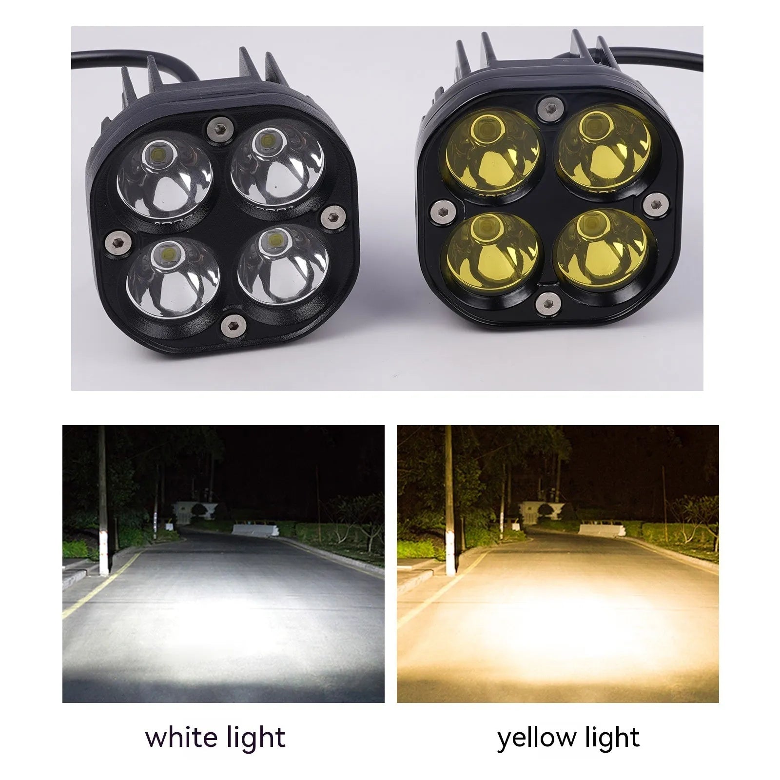 Four-eye headlight conversion kit with aluminium base plate for motorcycle car modification