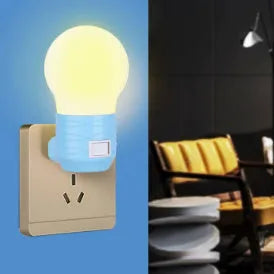 Plug-in bedside baby night feeding lamp in round modern design with white plastic shell