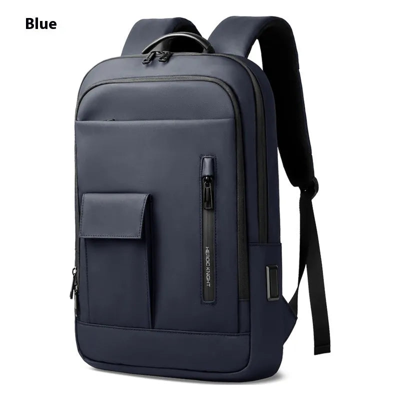 Men's lightweight Oxford cloth backpack in solid colour with sewing line details for business travel