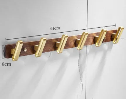 Black walnut bathroom clothes hooks with aluminium backing in multiple hook configurations