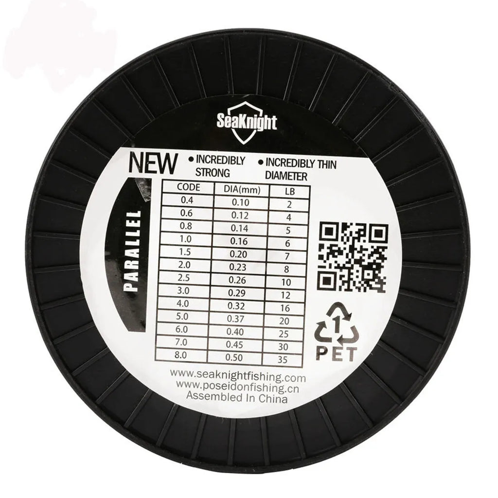 Seaknight1000 M spool of nylon monofilament fishing line in white, green, blue, yellow, or black.