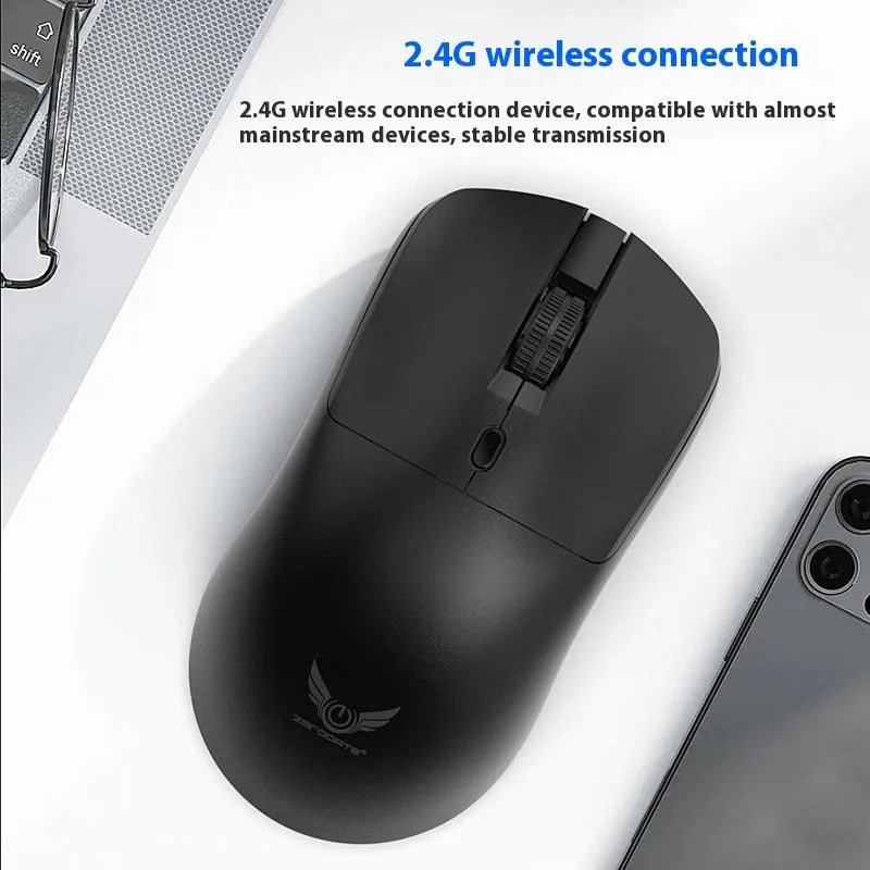 Black wireless mouse with three-gear audio button for laptop computers