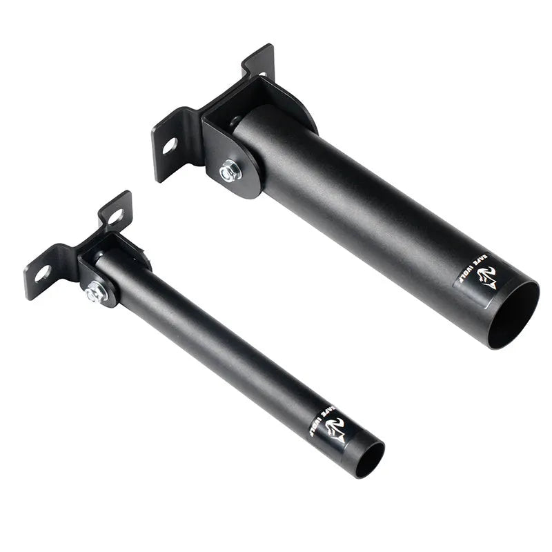 Steel wall-mounted barbell rod rack holding 25 tubes vertically.