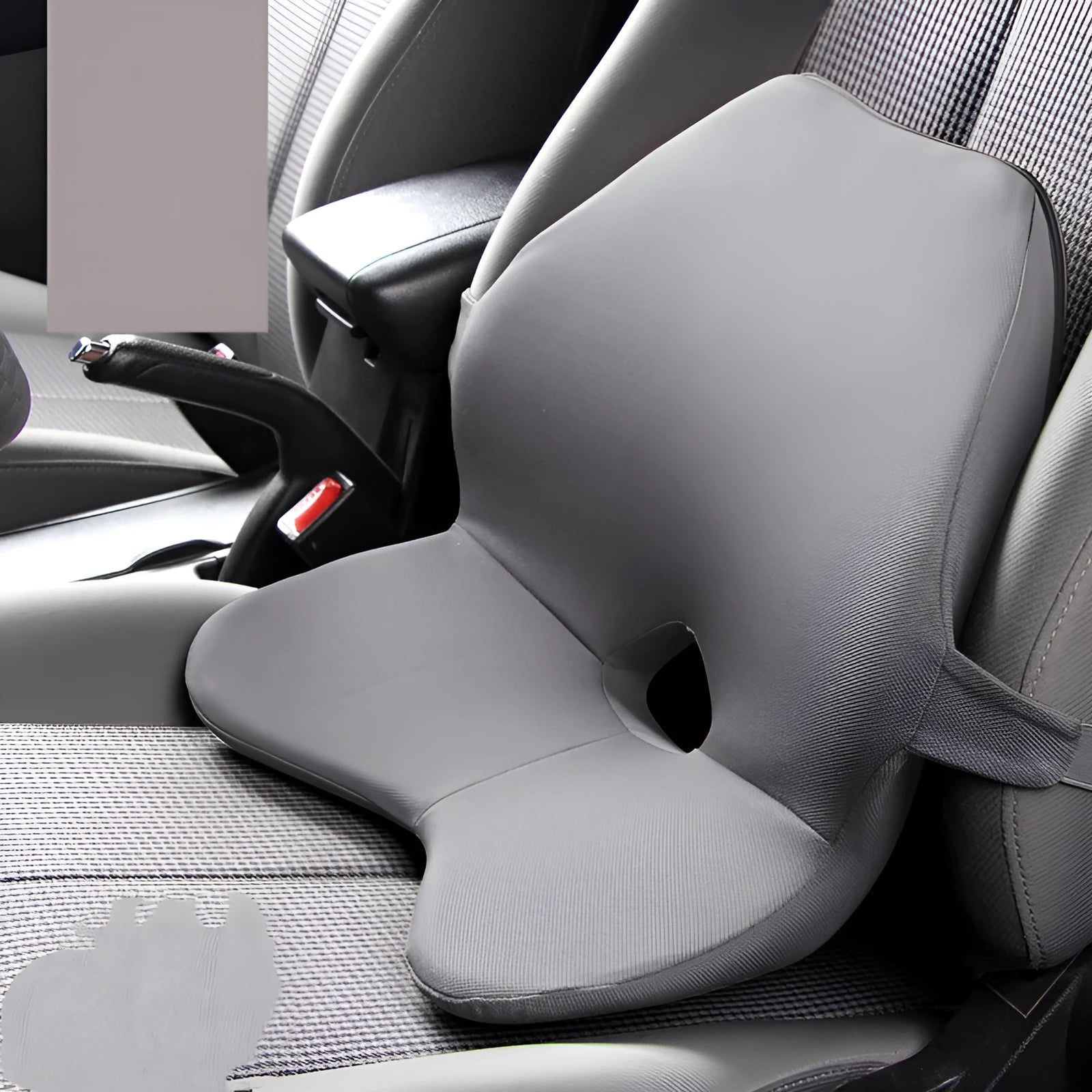 Car seat lumbar support waist pad with memory cotton, shown in beige colour.