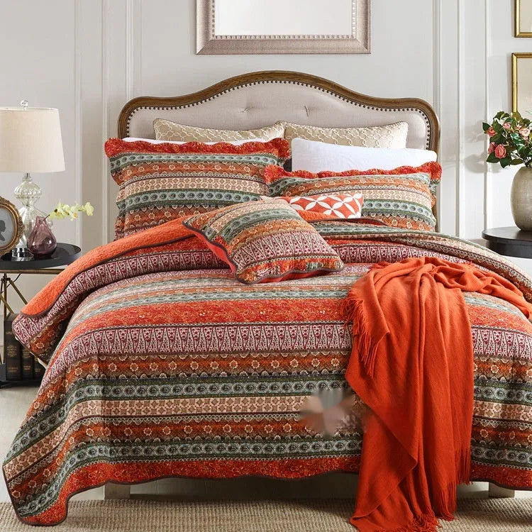 Pure cotton quilt cover set with pillowcases in American style floral pattern