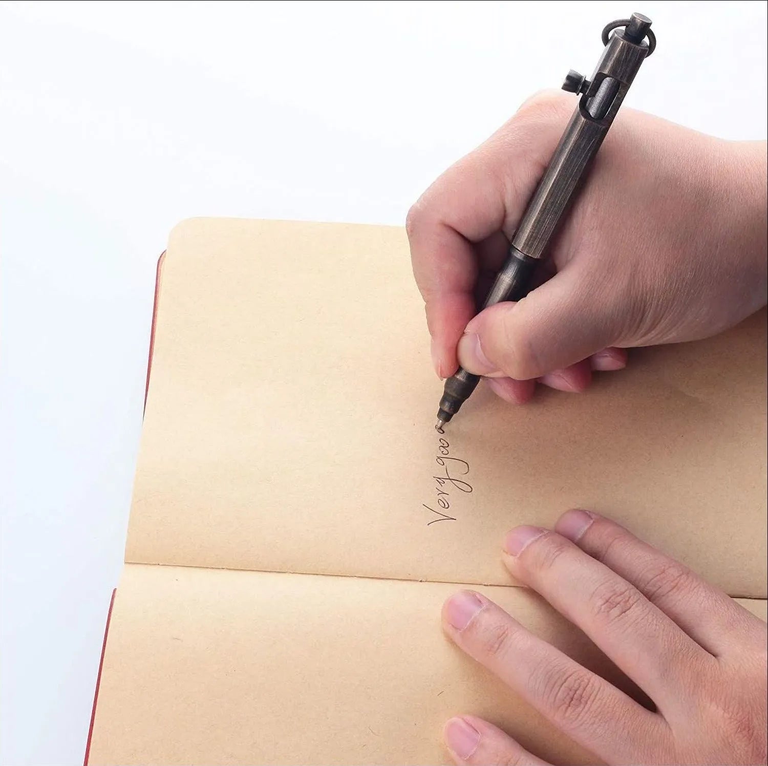 Brass hexagonal bolt tactical pen with pure copper alloy construction and retro colour options