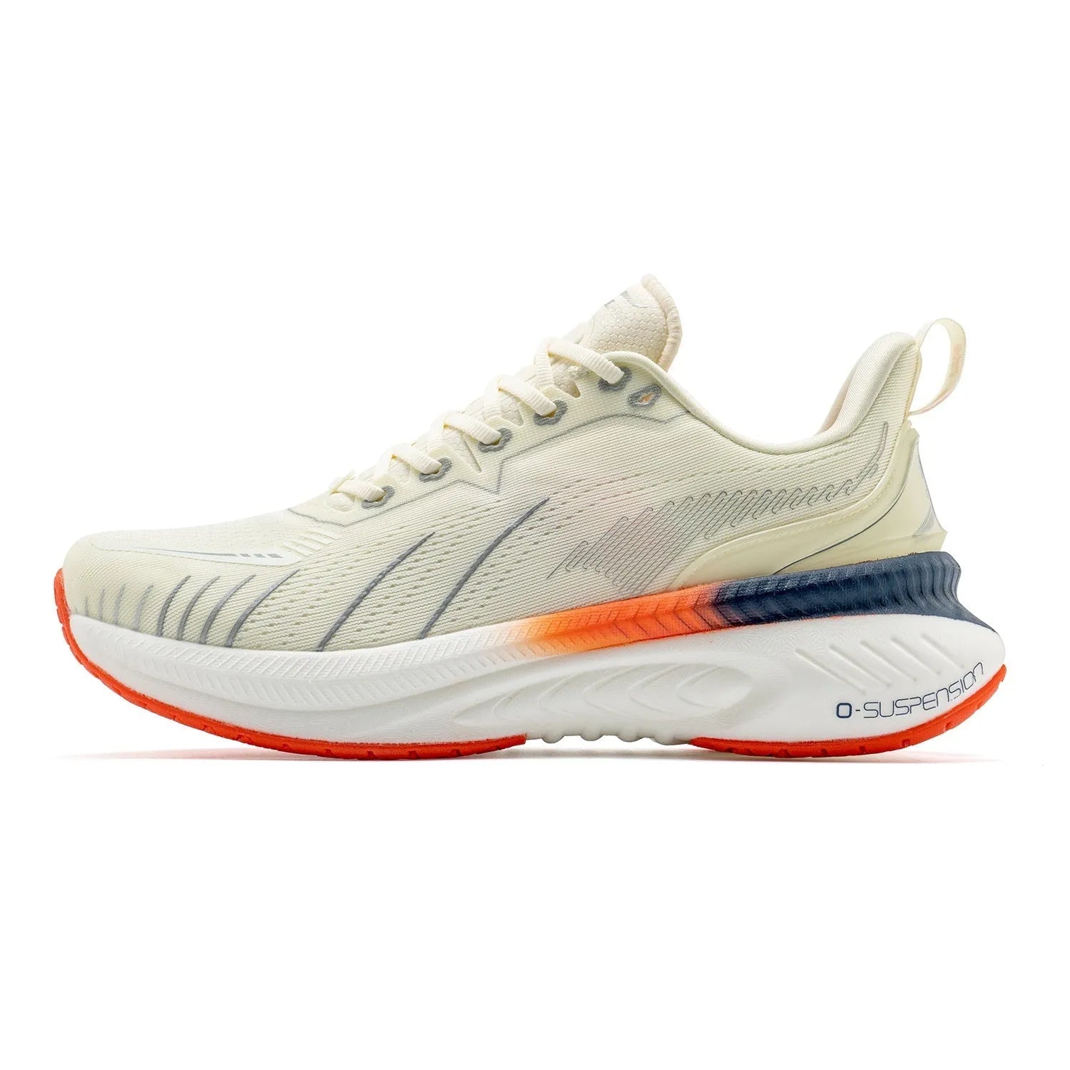 Low top running shoes with striped pattern, embroidery details, and rubber sole in multiple colour options
