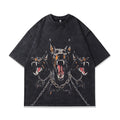 Men's short sleeve cotton T-shirt with character print design in loose fit pullover style
