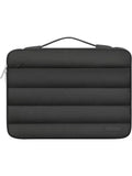 Velvet cotton down shrink storage laptop bag in black, pink, light brown, or sand colour for 13.3 or 15.4 inch laptops.