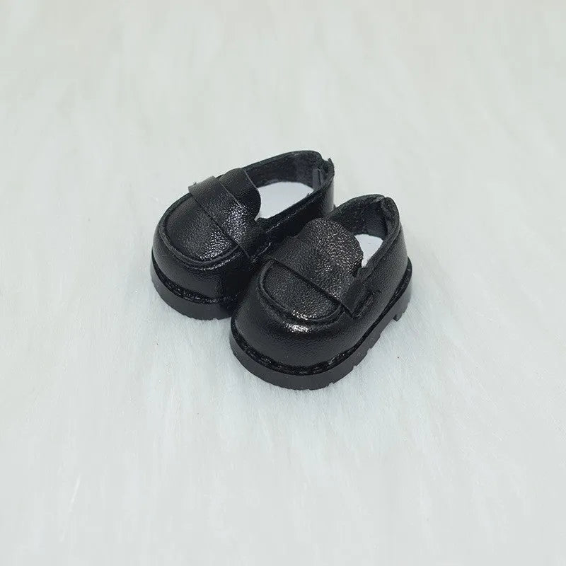 17cm doll replacement shoes in PU polyurethane material showing 3.5cm to 3.8cm height options including boots, leather shoes, and high heels