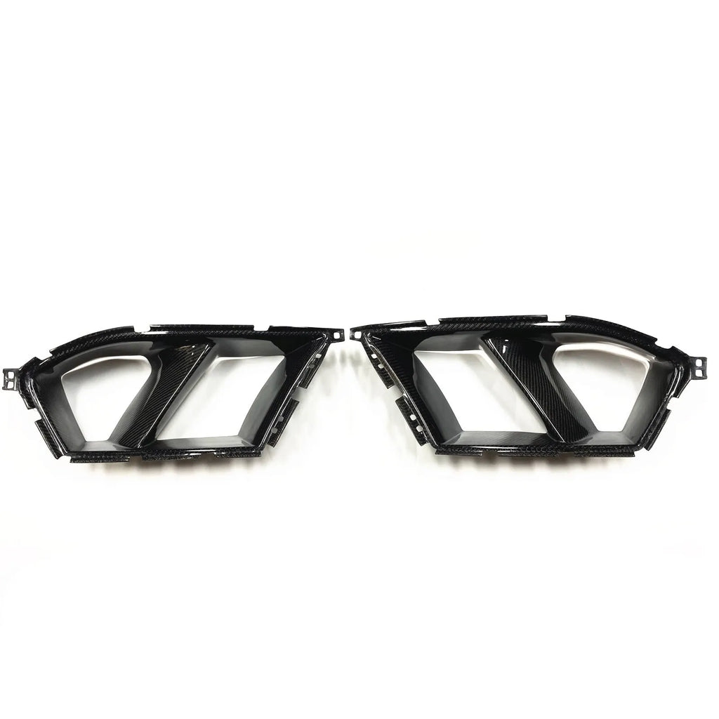 Black dry carbon fibre front bumper grille for BMW M3 M4 models with 3K weave pattern