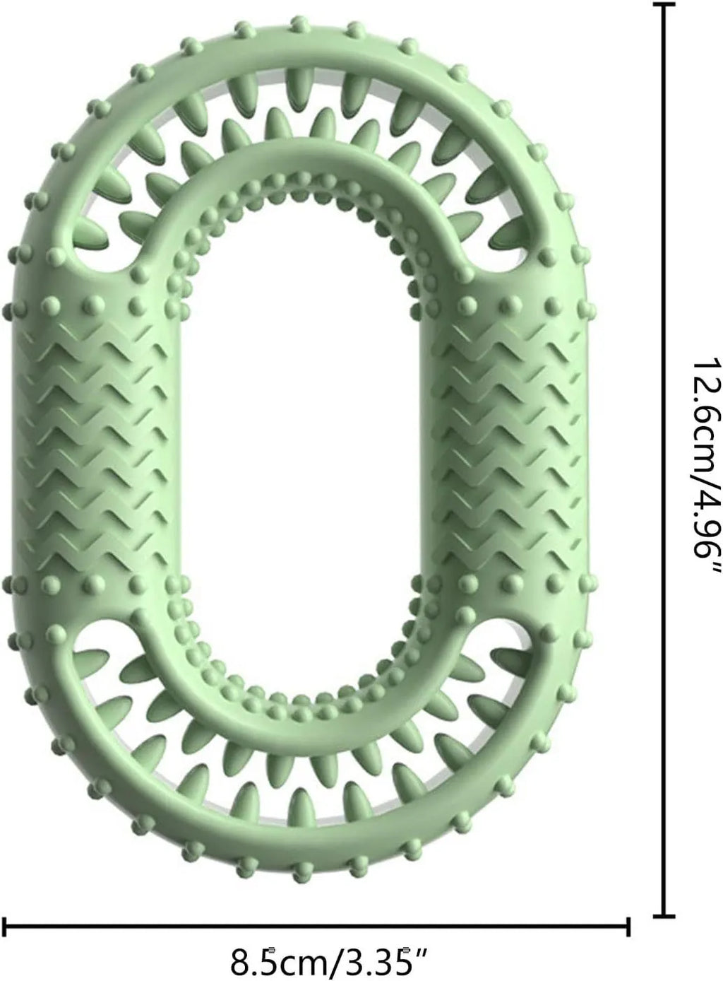 Blue O-ring shaped dog chew toy for aggressive chewers on a plain background.