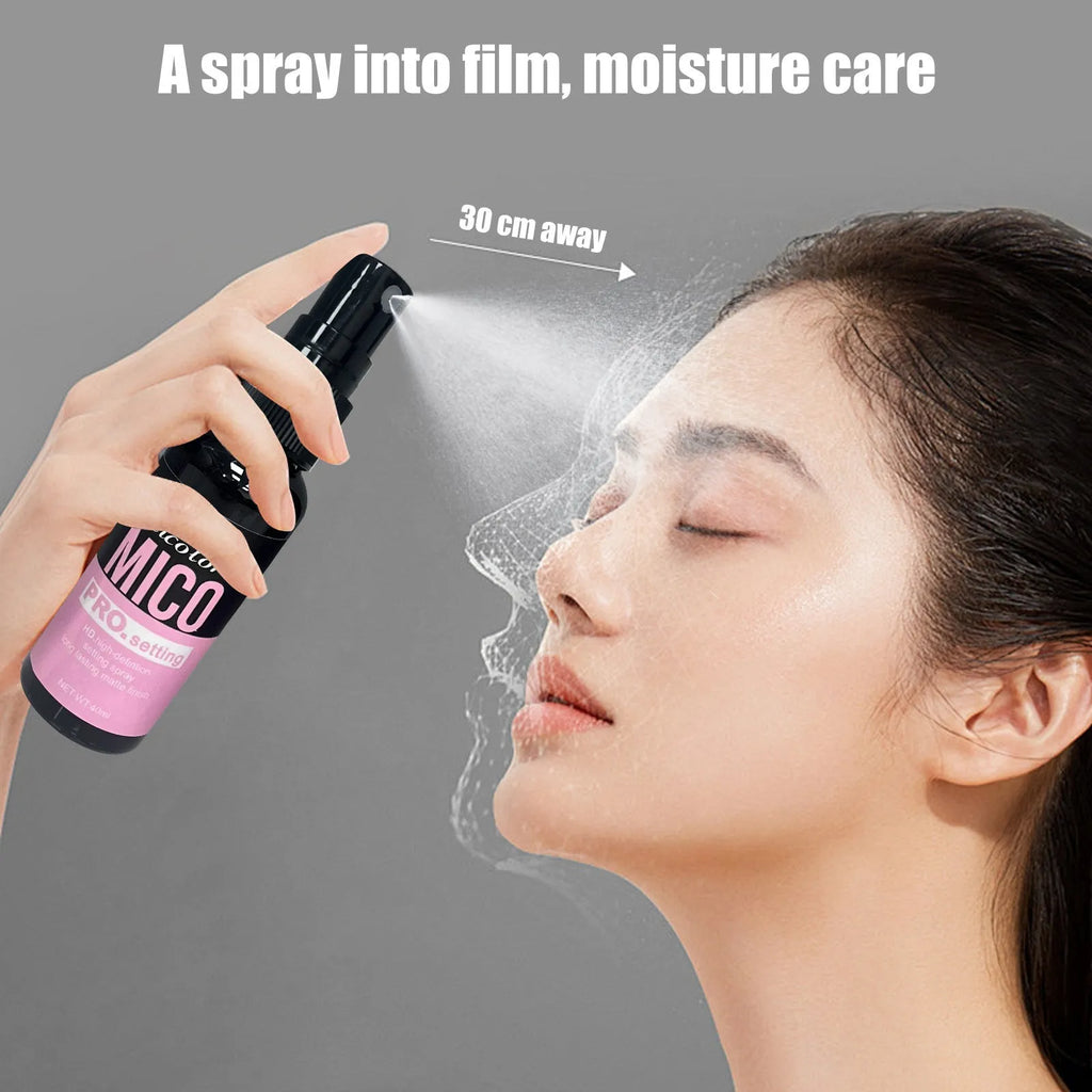 Monochrome bottle of two-in-one hydrating makeup primer and final sealer spray set.