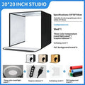 50cm studio light box with foldable metal frame and LED lighting panels for product photography