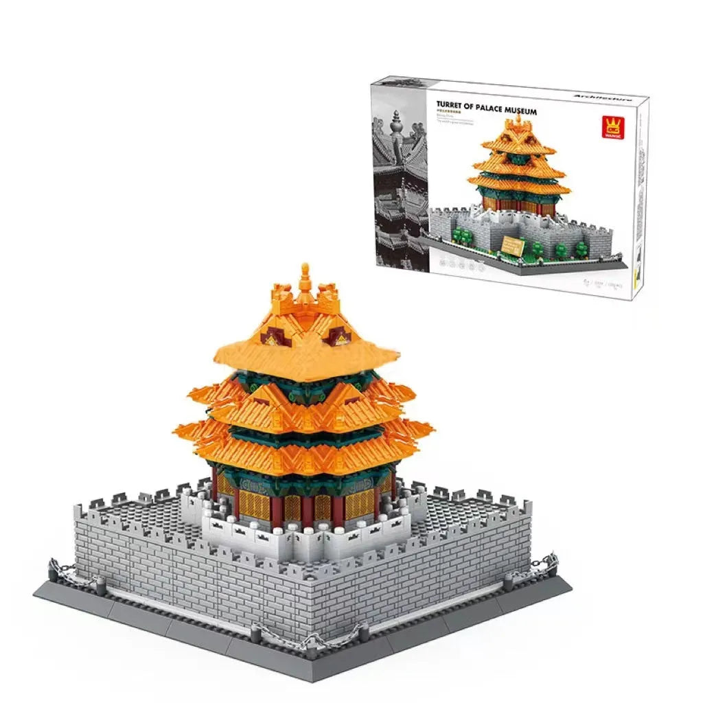 Wange plastic building block set with over 800 pieces for constructing landmark models including Big Ben and the Statue of Liberty.
