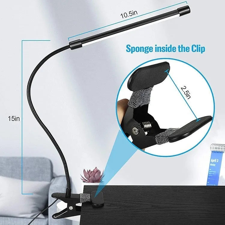 Black and white USB LED desk lamp with 26cm length for study areas