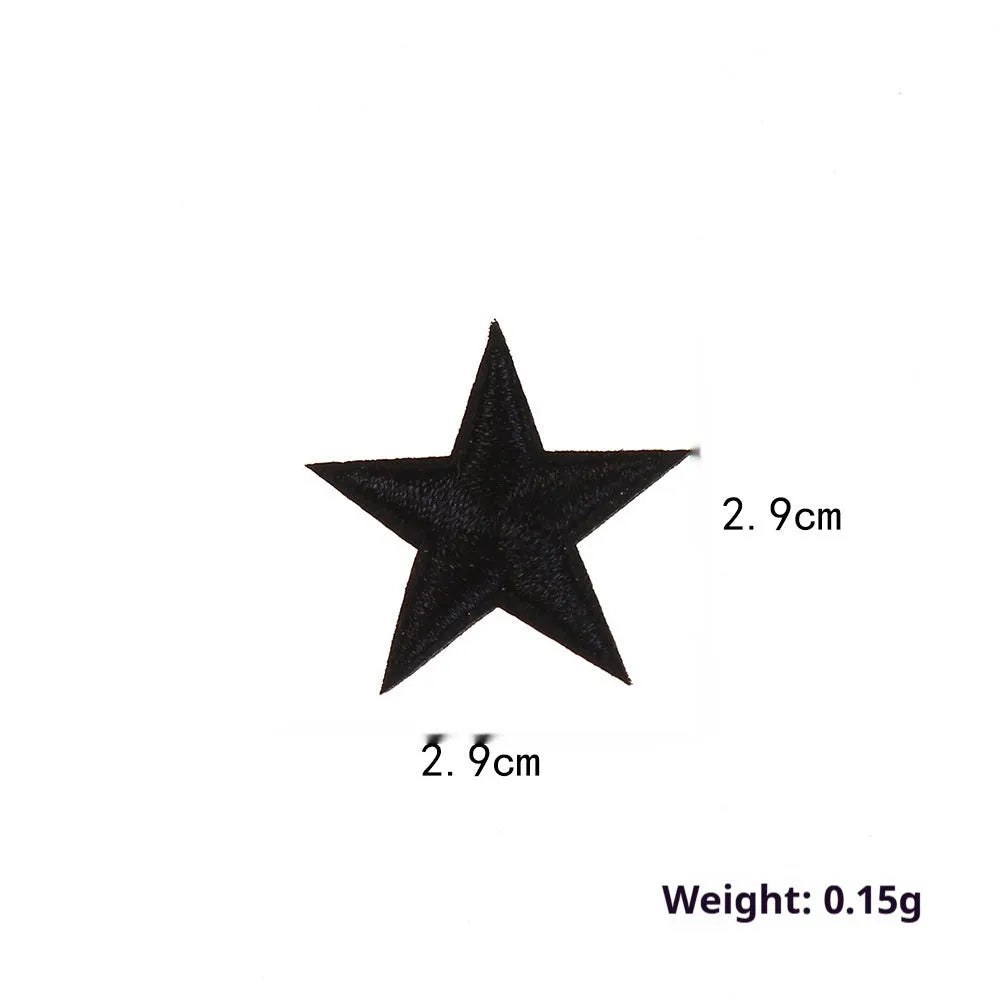 Colourful handmade embroidered five-pointed star cloth stickers for DIY decoration on fabric.