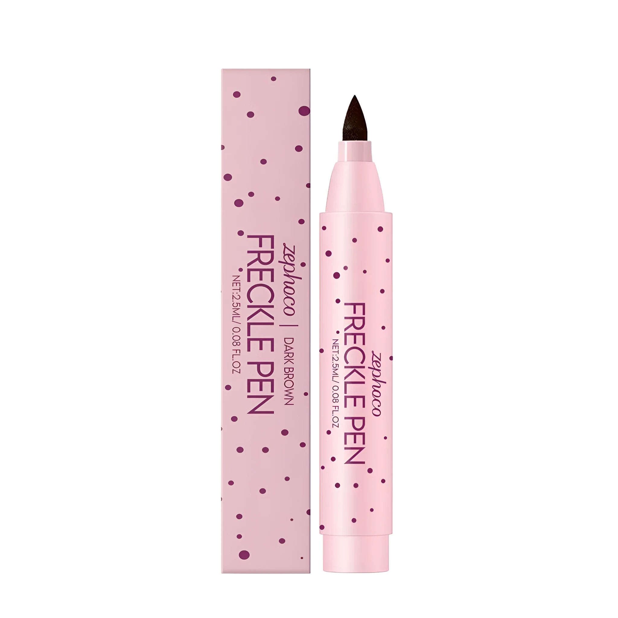 Freckle cosmetic pen in dark brown and light brown shades for artificial freckle application