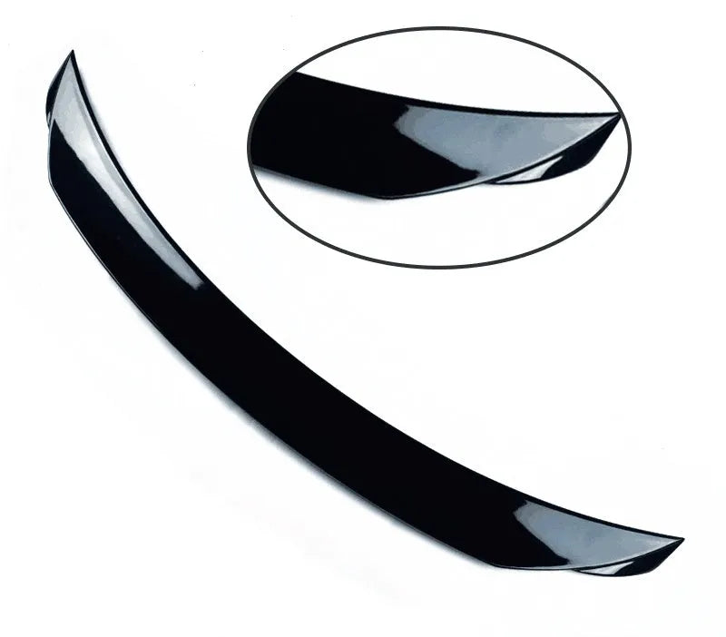 Mazda 3 Axela Exela tail trim spoiler accessory for 2014-2021 models in bright black and carbon grain options