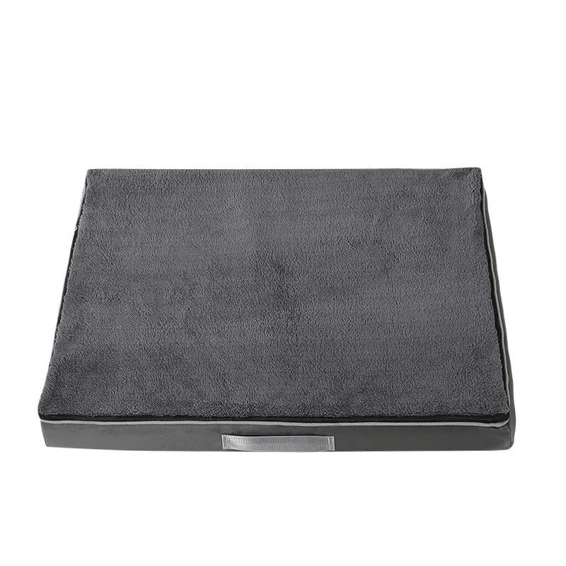 Removable washable memory sponge dog mat in khaki colour, showing thick sponge construction and rectangular shape.