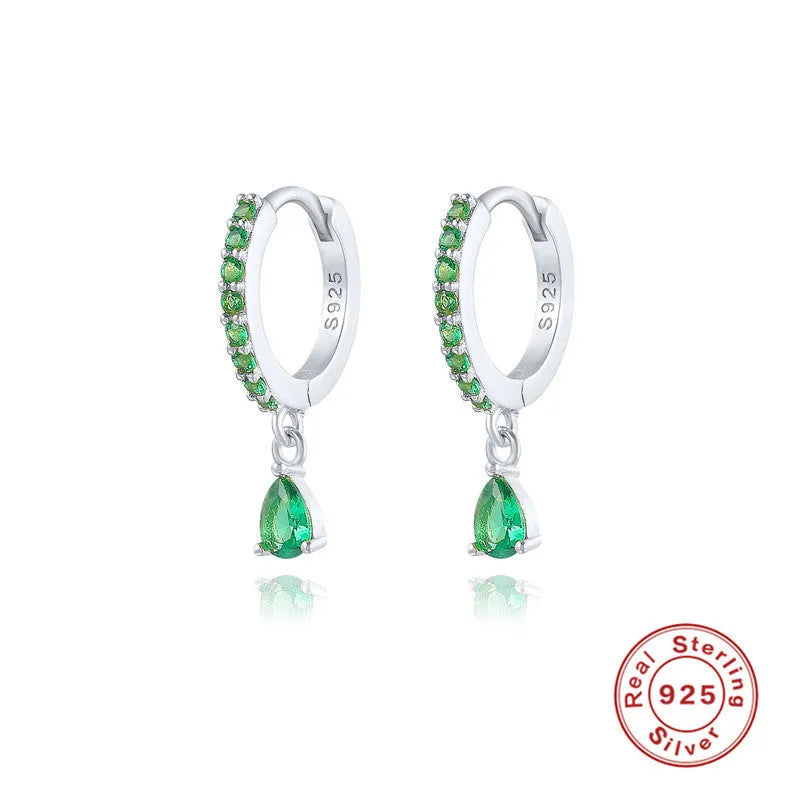 S925 sterling silver geometric water drop earrings with electroplated gold or silver finishes and gemstone options
