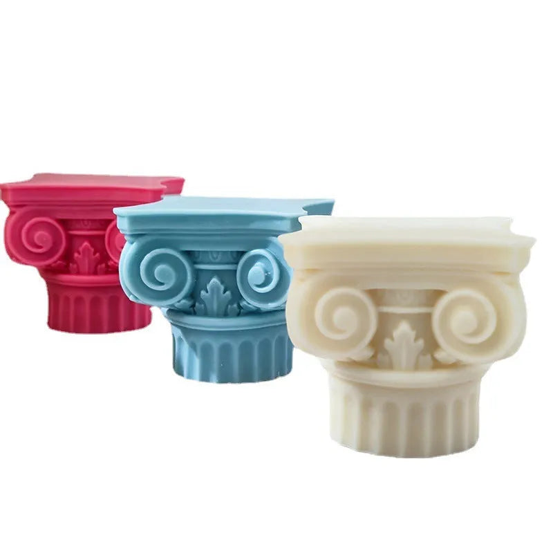 Silicone Roman pillar mould with irregular column shape for candle and craft making.