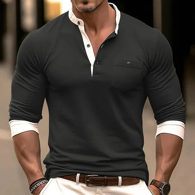 Personality brand men's solid colour long sleeve cotton t-shirt on a hanger.