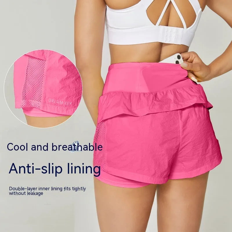 Women's cotton blend quick-dry sports shorts in loose fit showing colour options