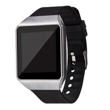 White smart watch with a 1.44-inch screen and wrist strap on a grey background.