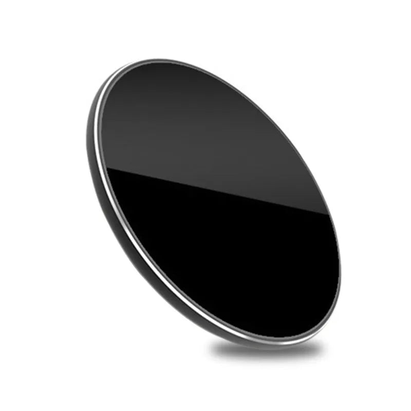 Ultra-thin aluminium alloy wireless charger in golden, red, rose gold, or silvery colours with Micro USB port
