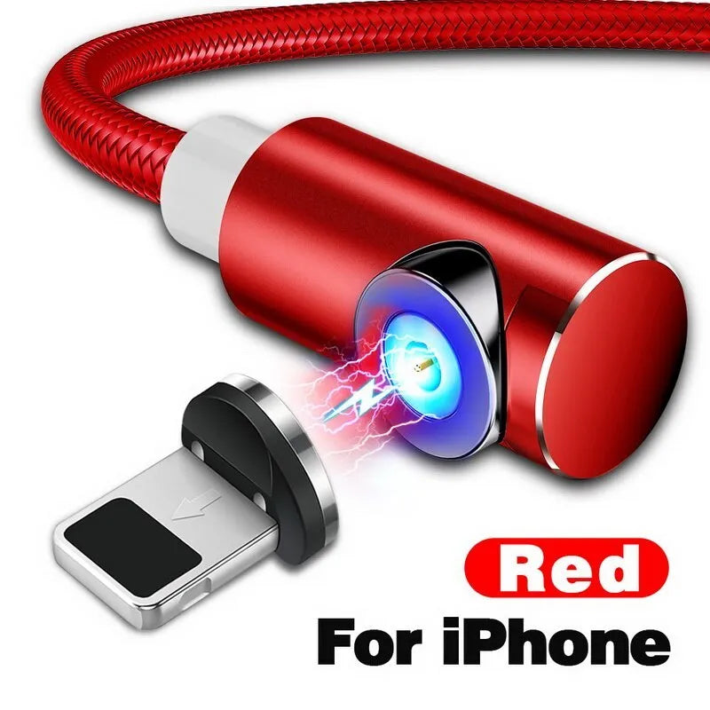 Black magnetic charging cable with aluminium alloy connectors and Micro USB, Type C, and Apple compatible magnetic tips.