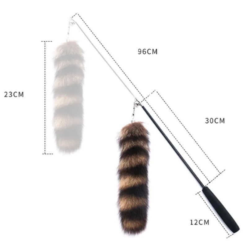 Black interactive cat wand teaser with 42cm elastic string for playing with kittens