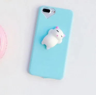 3D cartoon cat design silicone phone case for iPhone models on white background