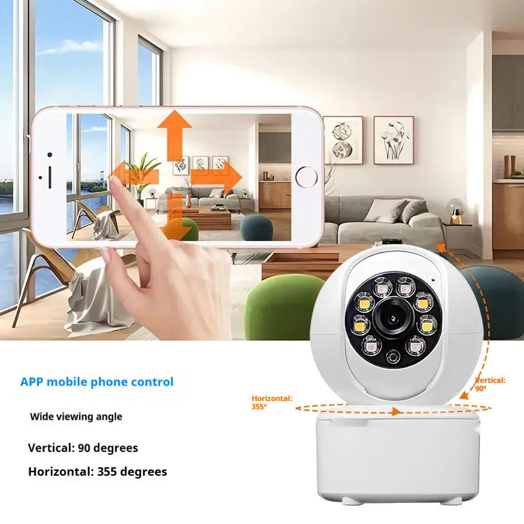 1080p Bluetooth indoor security camera with dual lights and ceiling mount bracket
