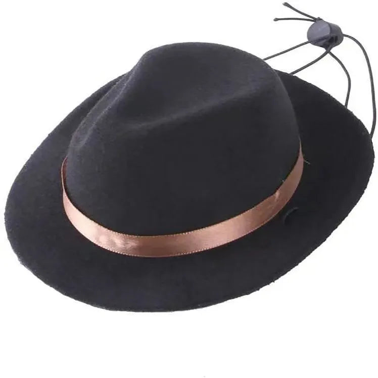 Wool felt pet hat in black colour with 155cm diameter for small dog costume accessory
