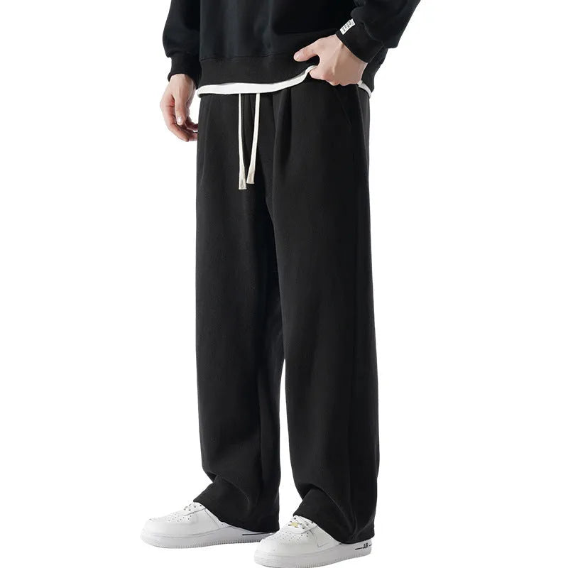 Men's polar fleece sports trousers with fleece lining in apricot, black and dark grey colours