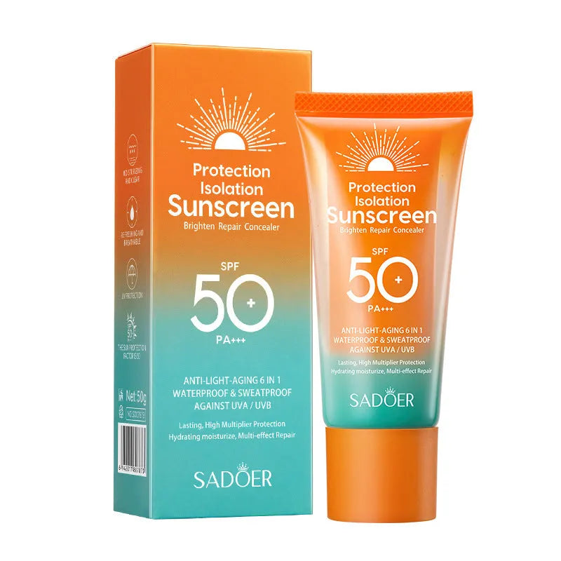 Double tube 50g sunscreen cream with multi-effect repair isolation formula for universal skin protection