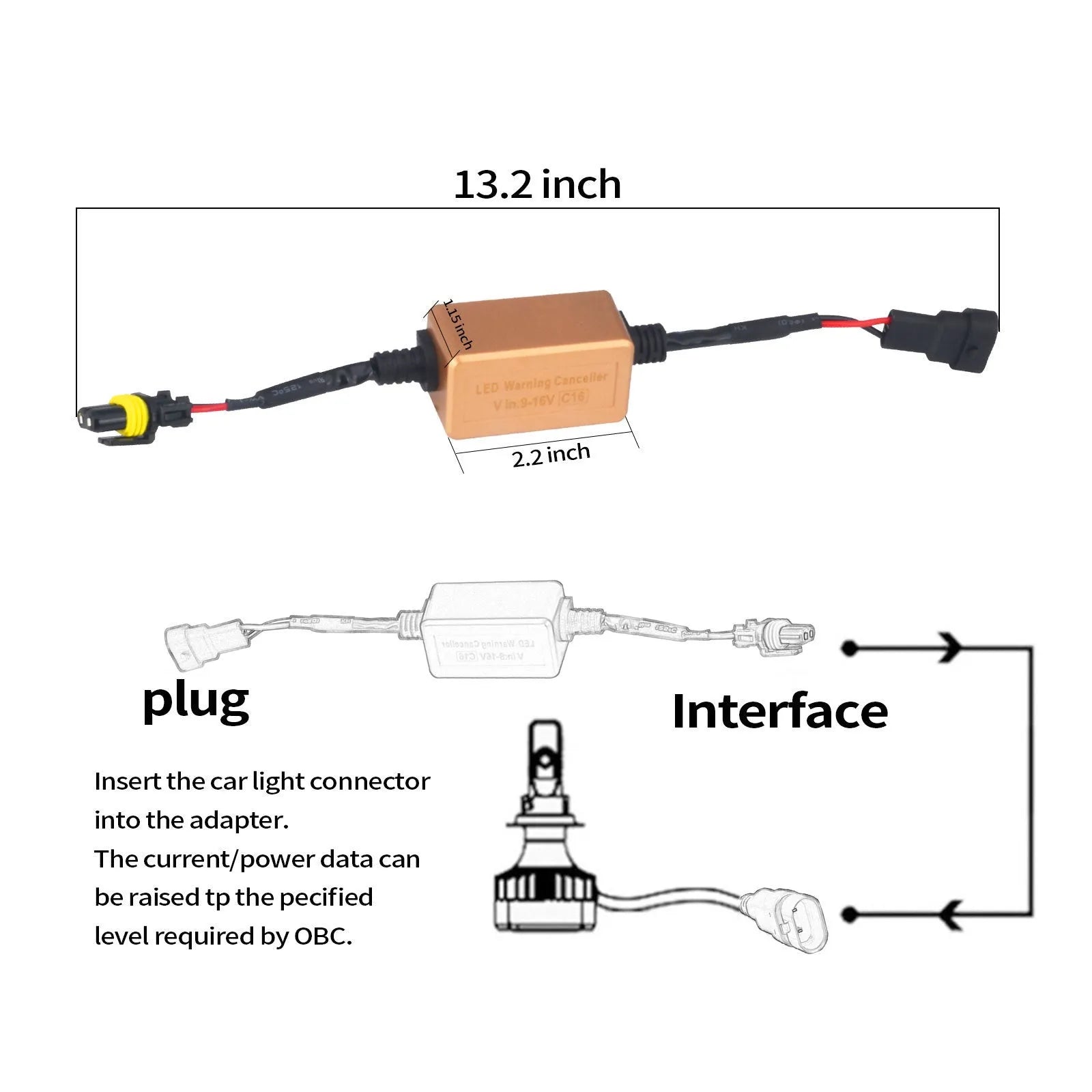 Black alloy Canbus decoder adapter for H4 H7 H11 LED car headlights to prevent error codes