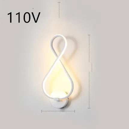 Minimalist Nordic-style LED wall lamp mounted on a wall, shown in a black finish with a soft glow.