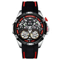 Men's automatic mechanical watch with luminous hollow dial in stainless steel case