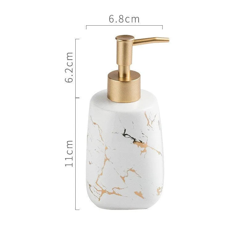 Ceramic bathroom wash set in light luxury style with decal process finish available in black blue or white