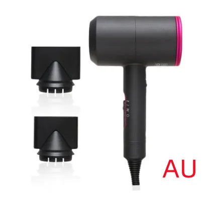 Professional black hotel hair dryer with long cable and worldwide voltage plug options